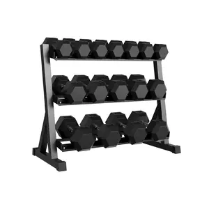 3-Tier Dumbbell Rack, Heavy-Duty Steel Weight Storage Stand for Home Gym, Non-Slip Base, Rubber Guards, Holds 5-6 Pairs