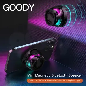 Mini Magnetic Bluetooth Speaker, Portable Wireless Outdoor Speaker with TF Card Slot, RGB Colorful Lights, Rustproof Design, Phone Holder, Rechargeable Small Speaker for iPhone & Smartphones, Shower, Travel, and Gifts