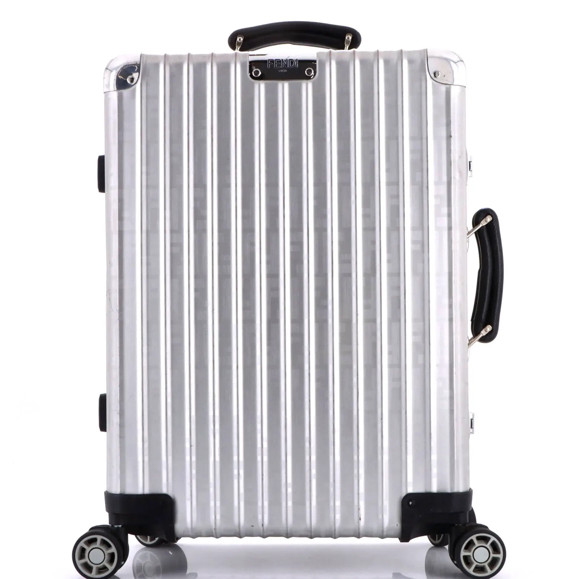 Pre-owned FENDI Metal Travel bags x Rimowa Cabin Trolley Zucca Aluminum by Rebag