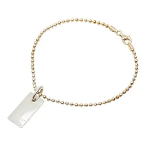 Pre-owned GUCCI Sterling Silver 925 (Ag925) Small Leather Goods Logo Plate Silver Bracelet