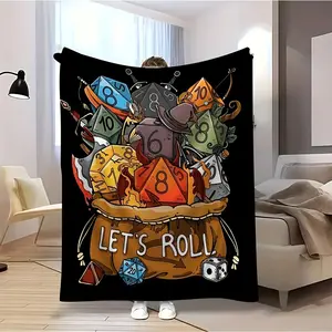 Dungeons & Dragons D20 Dice Blanket - Giant Polyhedral Design with Numbered Sides, Soft Flannel Throw for Tabletop Gaming Sessions