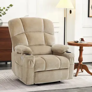 Power Lift Recliner Chair for Elderly, Dual Motor, Massage and Heat, Fabric 7680|7679|R7688|R7677