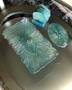 Resin Tray with Matching Coasters - Mini Tray Option for Tableware