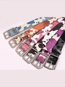 New Cow Print Horse Hair Women's Fashion PU Belt, Stylish Faux Fur Waistband, Trendy Accessory for Ladies