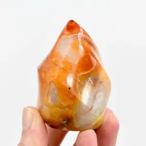2.8in 219g Carnelian Agate Crystal Flame Tower, Madagascar