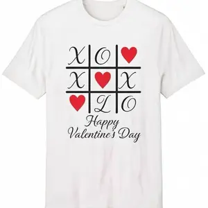 Valentine's Day Tic-Tac-Toe T-Shirt - White Tee with XO Hearts Design for Happy Valentine's Day Tshirt