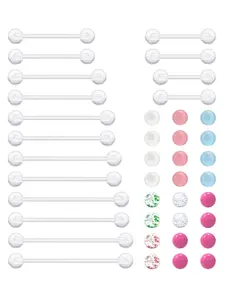 Dyknasz Plastic Nipple Rings for Surgery Clear Industrial Piercing Jewelry 14g Plastic Tongue Rings Long Bar Pregnancy Nipple Piercings for Women Bar Length 14/16/19/22/25/32/35/38mm Body Jewelry