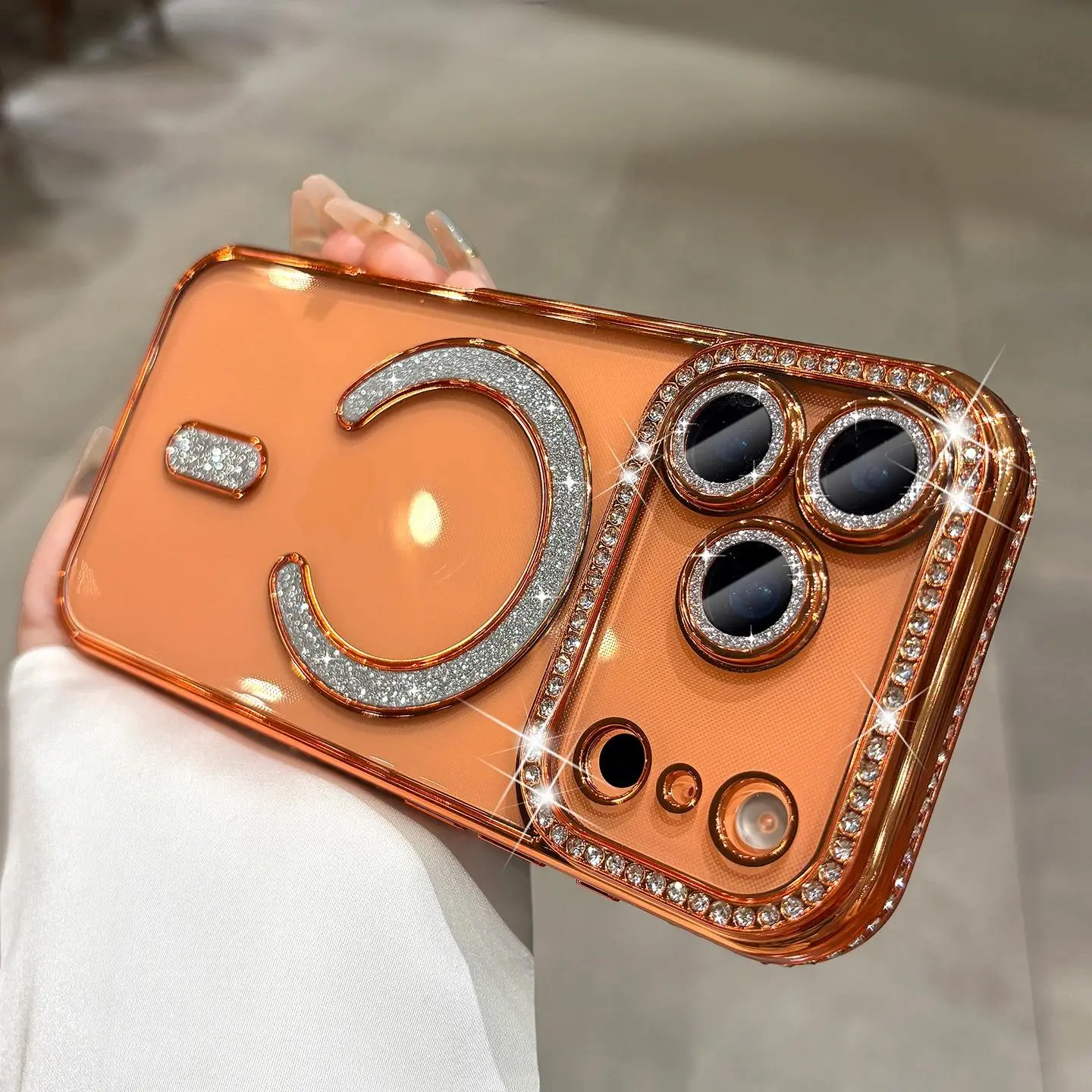 Luxury Glitter Brick and Stone Magnetic Phone Case Accessories for iPhone 17/17 Air/17 Pro/17 Pro Max Protection