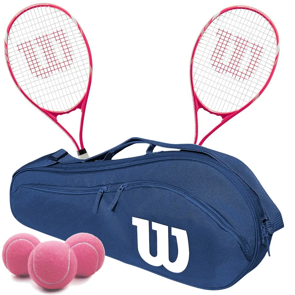 Wilson Tempest Pro Lite Tennis Racquet Doubles Bundle w an Advantage 2.5 Tennis Bag and 3 Pink Tennis Balls
