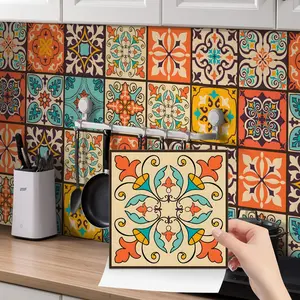 Geometric Pattern Self-adhesive Wall Tile Sticker, DIY Waterproof & Oil-proof Wall Decal, Wall Decor for Home Kitchen Bathroom