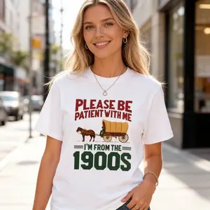 Cotton Please Be Patient I'm From the 1900s Funny Over the Hill T-Shirt Golf Gift Unisex Crew Neck Tee for Men and Women Casual Top