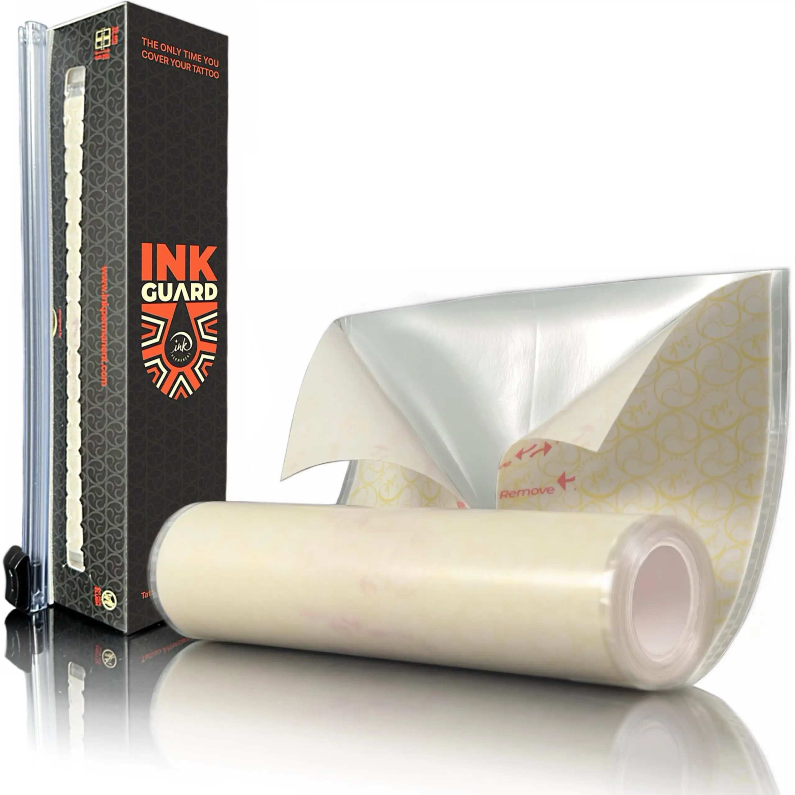 Ink Guard Tattoo Aftercare Bandage 6" x 32 Feet (10M) – New Generation Waterproof Second Skin Film with Easy-Peel PET Backing – Breathable, Transparent Tattoo Wrap for Fast Healing & Protection