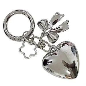 Cute Heart Keychain Bowknot Bag Charm Sweet Keyring Gift for Kid Friend and Family Car Keys and Backpacks Decorations