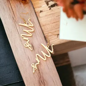 Mrs. Earrings - Gold Finish with Earring Clip, Model for Wedding or Engagement Celebrations