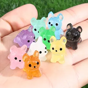 50Pcs Glow-in-the-Dark Mini Resin Dogs Cute French Bulldog Mini Figurines Luminous DIY Crafts Cake Landscape Garden Decor