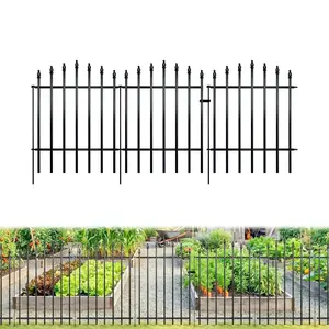 Arifaro Metal Garden Fence Panels 36" H x 11.6 Ft L(4 Panels + 1 Gate) ,No Digging Decorative Garden Border Fence, Rust-Resistant Black Landscape Edging for Flower Beds, Yard, Patio