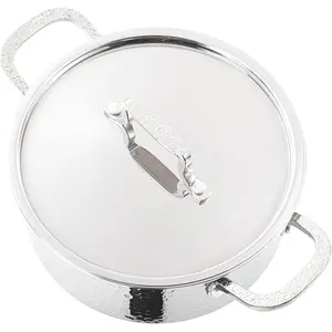 Vivicreate Tri-Ply Stainless Steel Stockpot – Deep Cooking Pot with Hammered Exterior, Compatible with All Stovetops, Even Heat Distribution, Durable Cookware for Soups, Stews, and More（7QT）