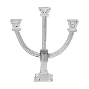 Copa Judaica Crystal Candlestick with Silver Cr ushed Stones