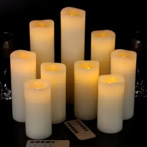 Flameless Candles Battery Operated Candles Real Wax Pillar LED Candles with 10-Key Remote and Cycling 24 Hours Timer (Ivory 4" 5" 6" 7" 8" 9")