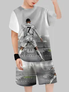 Kids CR7 Juventus Football Sports Suit - Stadium Back View Edition Short Sleeve Tee & Shorts