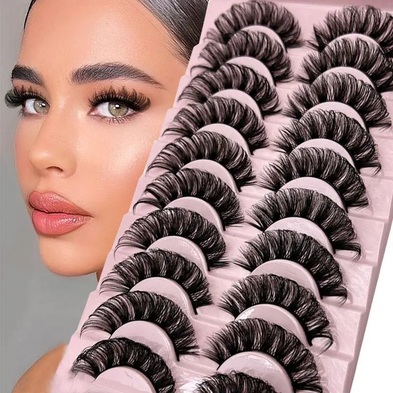 Russian Strip Lashes 10-pairs Fluffy Mink Lashes 3D False Eyelashes Russian Volume Eyelashes Fake Eyelashes Giveaway Makeup 2026 New