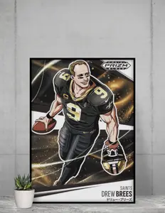 Prizm 2026 Black Manga Drew Brees 12x17 Poster New Orleans Saints