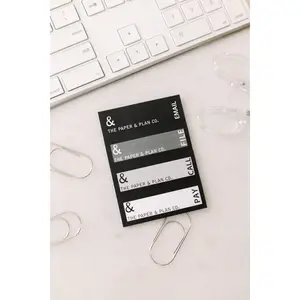 The Paper & Plan Co. Page Flags - Black Gray Silver White Tabs - 25 Per Pad - 4 Styles - 1"x 2.75" - Tidy Desk Organization