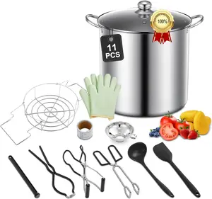 11PCS 21.5QT Canning Supplies Starter Kit for Beginners, Water Bath Canner Pot Set with Funnel, Jar Lifter & Heat-Resistant Gloves for Making Jam, Pickles and Seafood Boil