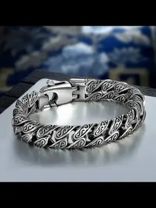 New Upgraded Version of Personalized Tang Grass Pattern Fashionable High Quality Bracelet Men's Thick Section Boys Hip-hop Street Hipster Fashion Women Fashionable Bangle