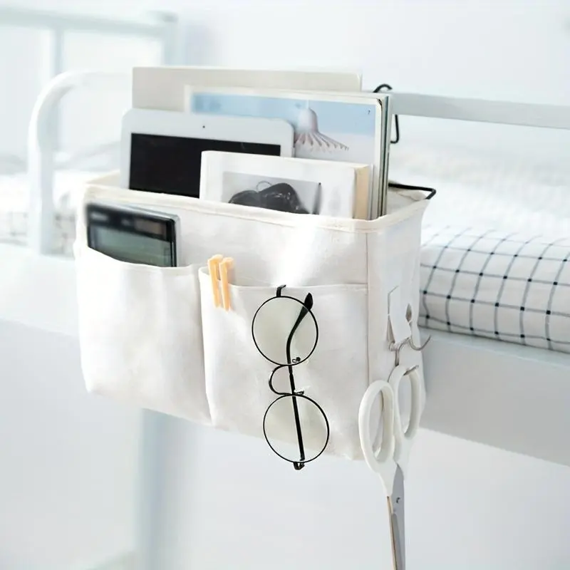 1pc Bedside Hanging Basket For Dorm, Bedside Storage Rack, Student Bunk Hanging Storage Rack, Dormitory Snack Storage Cloth Basket, Dormitory Artifact, Storage Hanging Bag Desk Storage Organization, Multifunctional