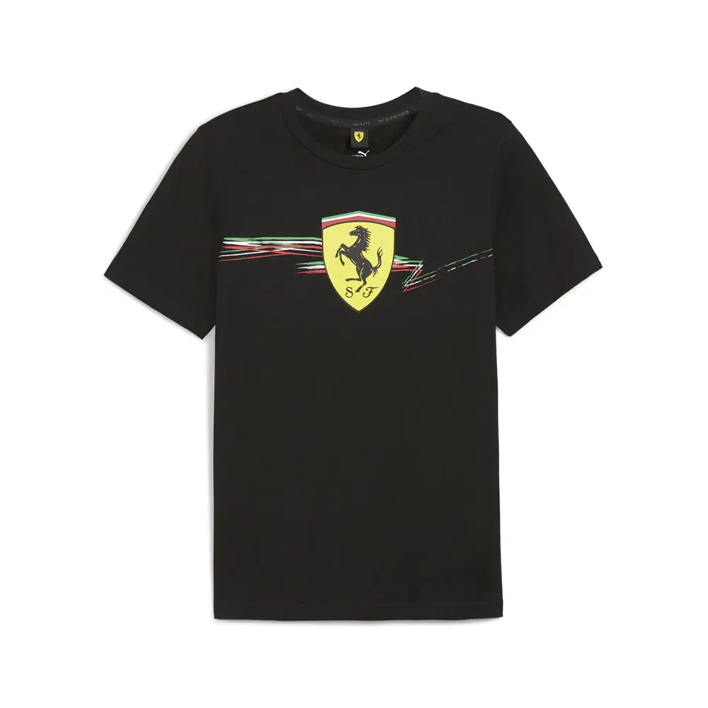 PUMA Mens Scuderia Ferrari Race Shield Crew Neck Short Sleeve Casual Tops Casual - Black