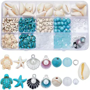 1 Box 259 count Turtle Beads Starfish Beads Bulk Bohemian Style Summer  Sea  Charms Shell Charms  Seashell 8mm Round Faceted Spacers for  Making Kits