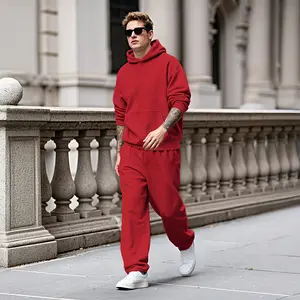 GINGTTO Mens Matching Hoodie Tracksuit 2 Piece Casual Oversized Minimalist Hoodie&Straight Leg Sweatpants Set Solid Warm Streetwear Sweatsuit