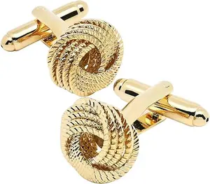 Hollow Out Twist Knot Shape Men's Cufflinks In Gift Case Silver / 14K Gold Plated Cufflinks