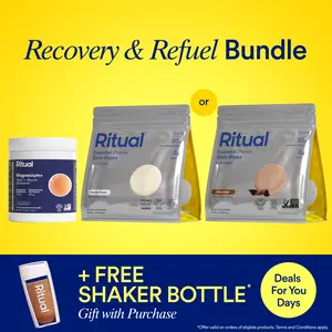 Ritual's Recovery and Refuel Duo | Magnesium+ Drink Mix Supplement and Essential Protein Daily Shake 18+ Vegan Protein Powder 20g (Chocolate OR Vanilla) Edible Dietary