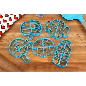Kirby Cookie Cutters Power Items - Invincible Candy, Kirby Hammer, Kirby Meat, Maxim Tomato, Pep Brew