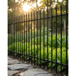 Metal Garden Fence, Decorative No Dig Fence Panels for Flower Beds, Yard Border and Landscape, Iron Outdoor Fence for , Pets and Small , Black, 5 Pack (42" high x 30" Wide)