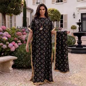 Elegant geometric pattern printed robe set with necklaces and accessories, women’s beach sun protection satin silk scarf set with necklaces and accessories, casual wear necklaces and accessories tiktok shop deals necklaces for womer outdoorfun