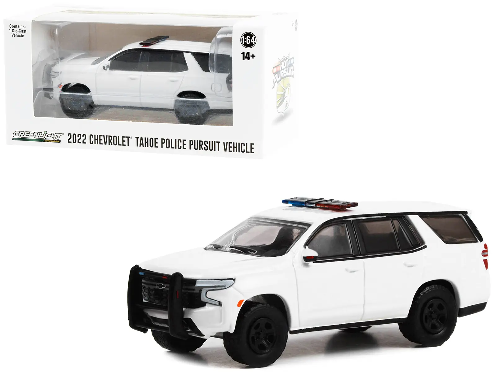 2022 Chevrolet Tahoe Police Pursuit Vehicle White w/Light Bar "Hobby Exclusive" Series 1/64 Diecast Model Car by Greenlight