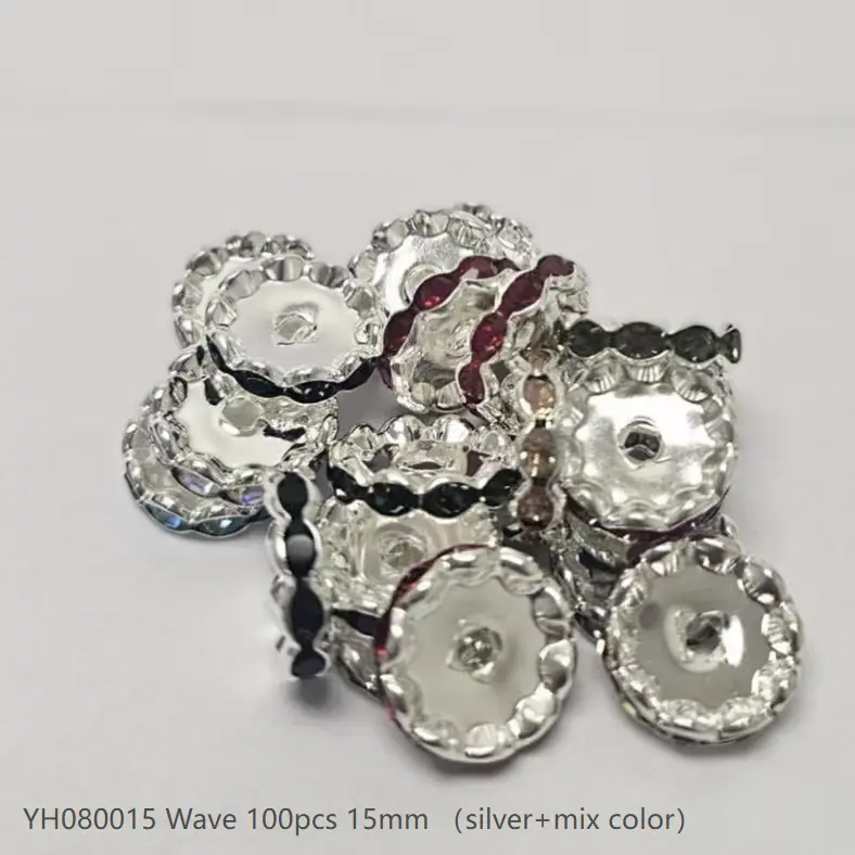 #80 Wave 15mm 100pcs silver+Mix YH080015