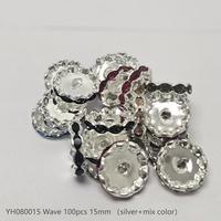 #80 Wave 15mm 100pcs silver+Mix YH080015