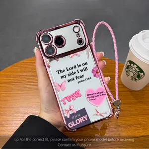 Pink Bow Jesus Bible Verse Phone Case for iPhone Samsung Galaxy 17Pro Max Air 16 15Plus 14 13 12 11 XR XS S25 S24 S23 S22 Cases, Shockproof Drop, Protection Durable,Psalm 118:6 Cover with Wristlet Strap，Perfect Gift for Christian Girls.NN105