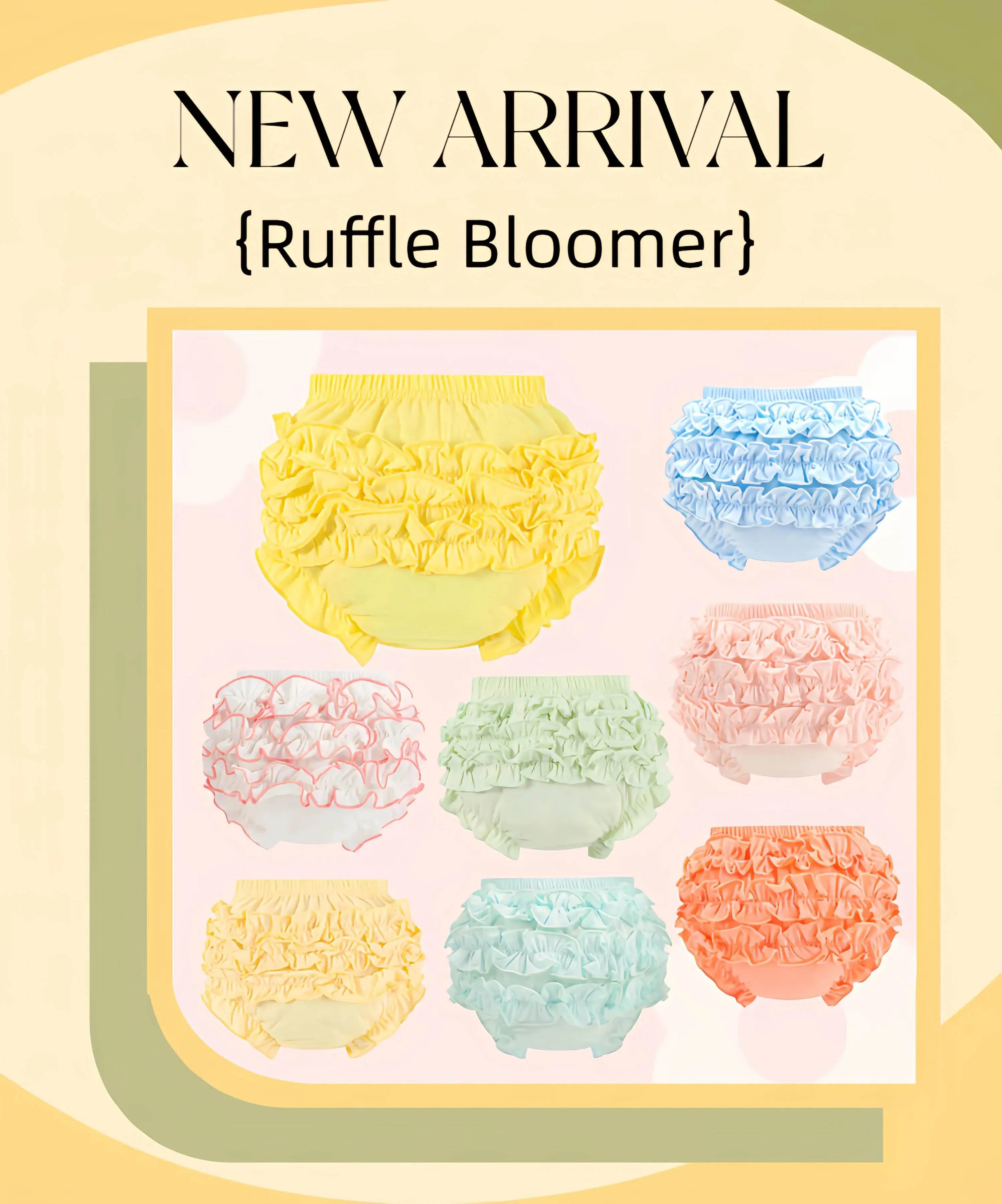8-Pack Cute Ruffle Bloomers Pure Cotton Assorted Colors Underwear for Girls Breathable Infant Diaper Cover Soft Elastic Boxer Briefs Children's Clothes Summer Toddler Kid's Undies Birthday and 100 DAY'S Gift Photograpy Clothes for Baby Girl