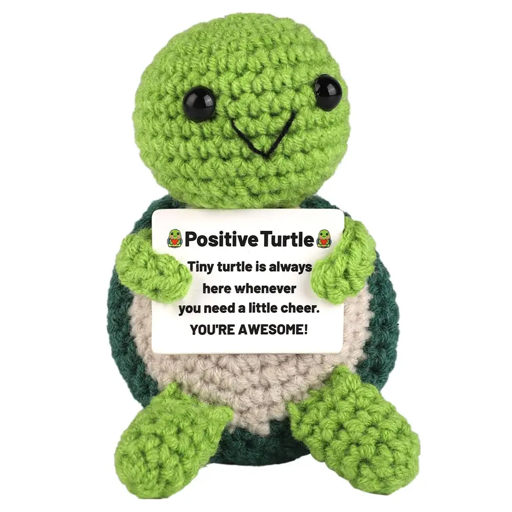 1pc Emotional Positive Support Crochet Turtle Gifts for Coworkers Friends Family, Inspirational Cheer Up Gifts for Women Men, Mini Handmade Crochet Shark Duck Penguin with Positive Card, Christmas Birthday Gift, Crochet Figure, Crochet Animals, Amigurumi