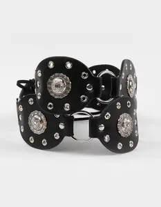 Flower Grommet Wrap Belt, Black