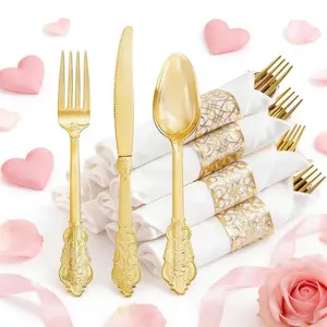 40-Piece Pre-Wrapped Cutlery Set with Elegant Patterns, Includes Forks Knives Spoons and Napkins, Perfect for Parties Weddings Halloween Christmas, Tableware