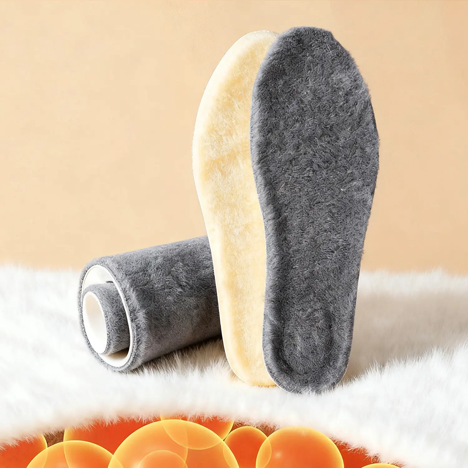 Men's-Women's Thick Fleece Thermal Shoe Insoles, Soft Shock-Absorbing Breathable Sweat-Wicking Cutable Foot Pads for Boots-Sneaks, Solid Colors Fit Casual Shoes
