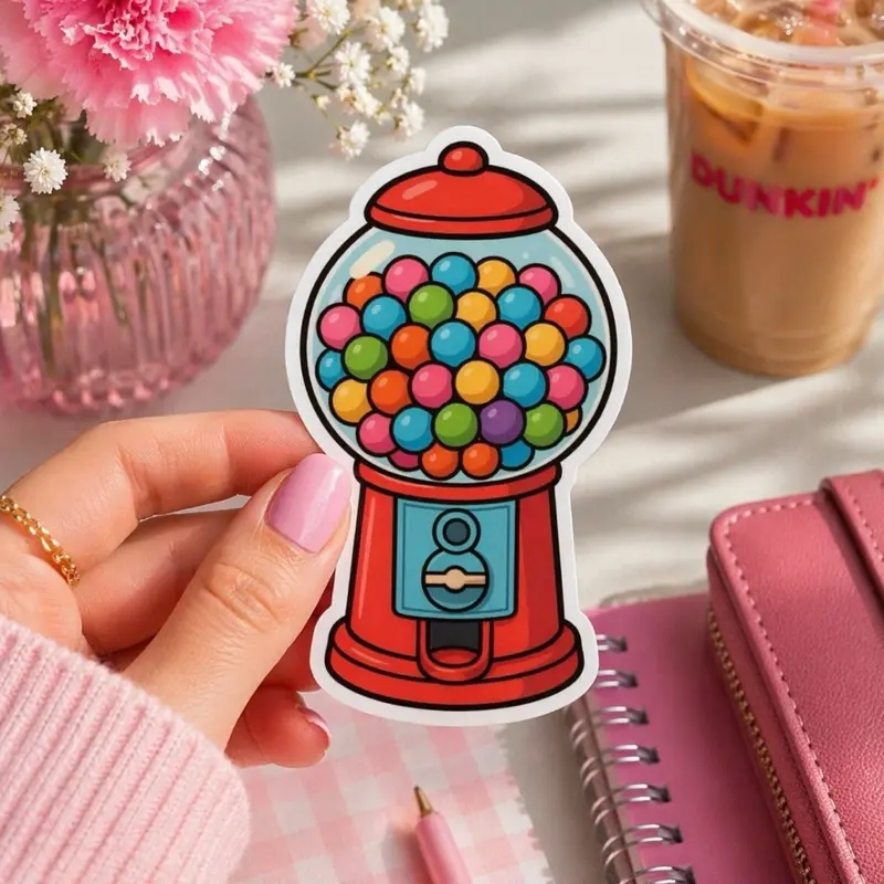 Vintage Gumball Machine Sticker | Retro Candy Aesthetic | Nostalgic Fun Decal