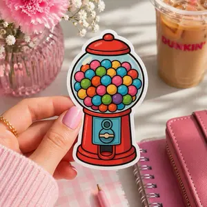 Vintage Gumball Machine Sticker | Retro Candy Aesthetic | Nostalgic Fun Decal