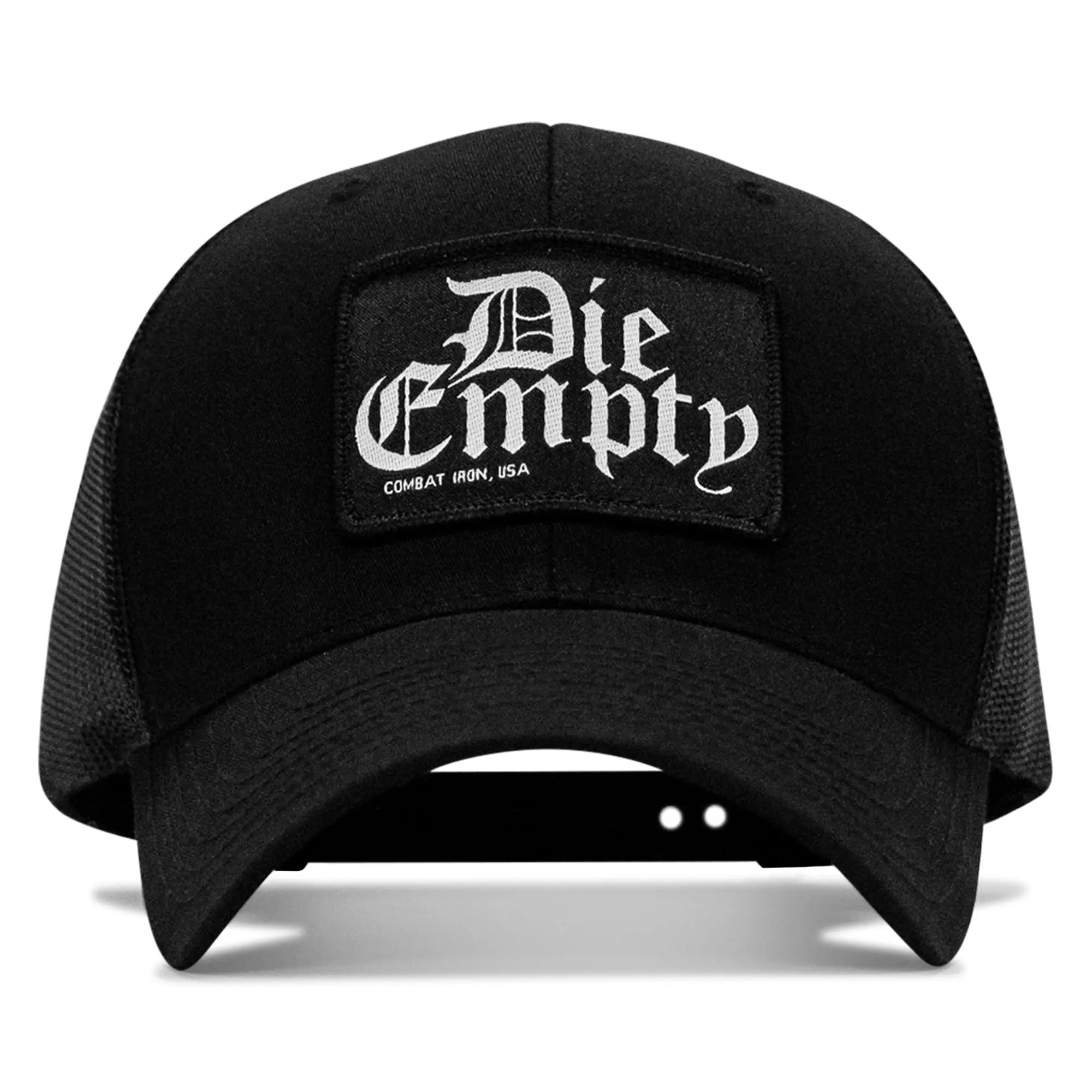 COMBAT IRON Adjustable Empty Black Die-Patch Breathable Cotton Flatbill Snapback Hat - In-House Embroidery Casual Hats Snapback Cap